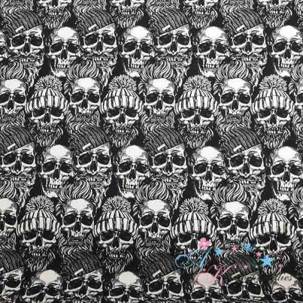 French Terry Premium Kollektion Skulls mit Wollmütze schwarz weiß